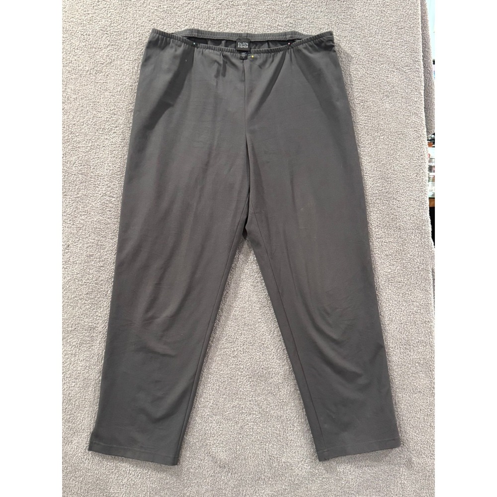Eileen Fisher Pull-On Ankle Pants Women's L Gray Slit Hem